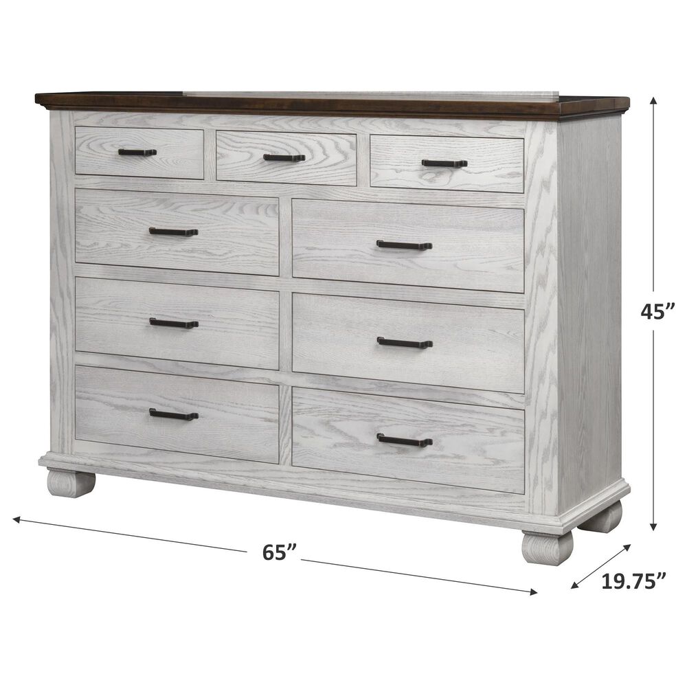 Briarwood LLC Town Hall 9 Drawer Dresser in Rustic Cherry Top and Aged White, , large