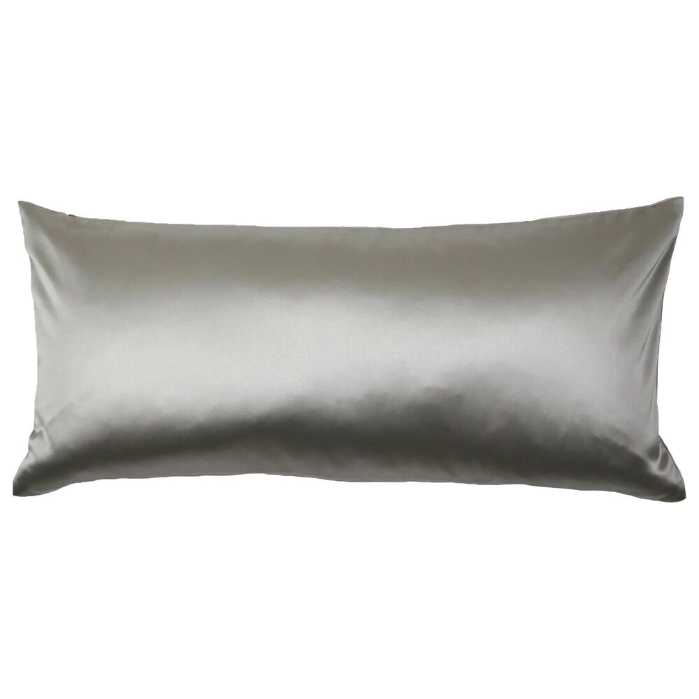 Ann Gish 10" x 22" Duchess Satin and Velvet Reversible Pillow in Platinum, , large
