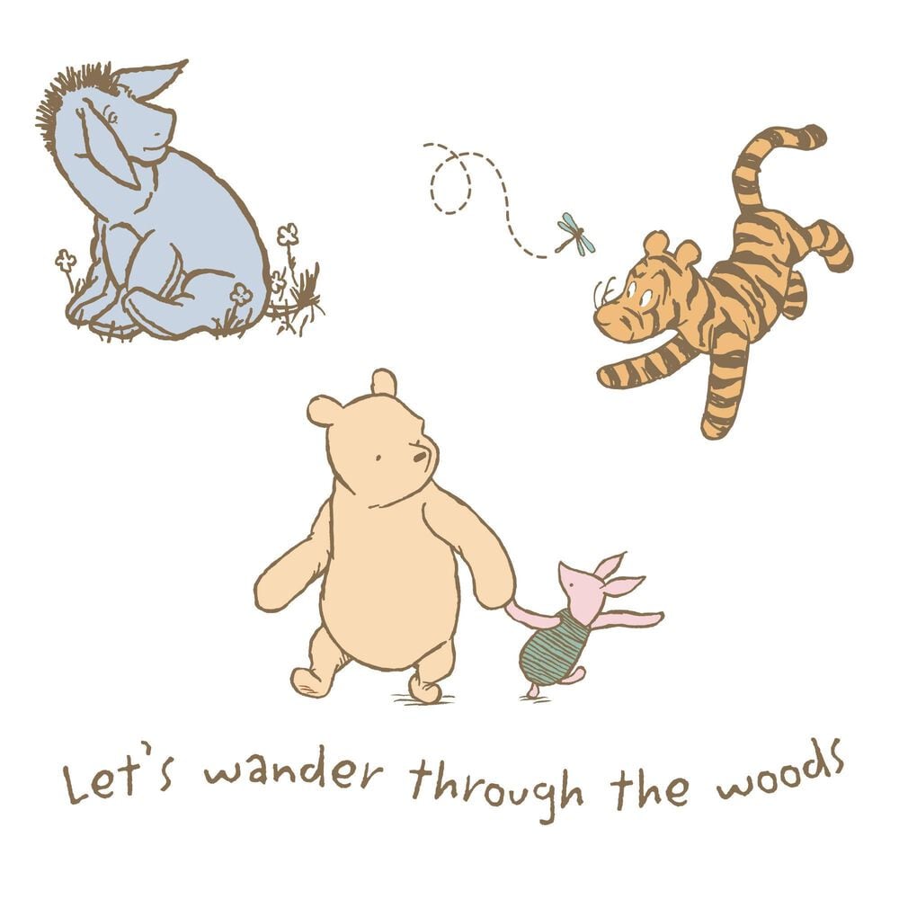 Lambs and Ivy Disney Baby Storytime Pooh Wall Decals and Stickers in Gold, Blue and Brown, , large