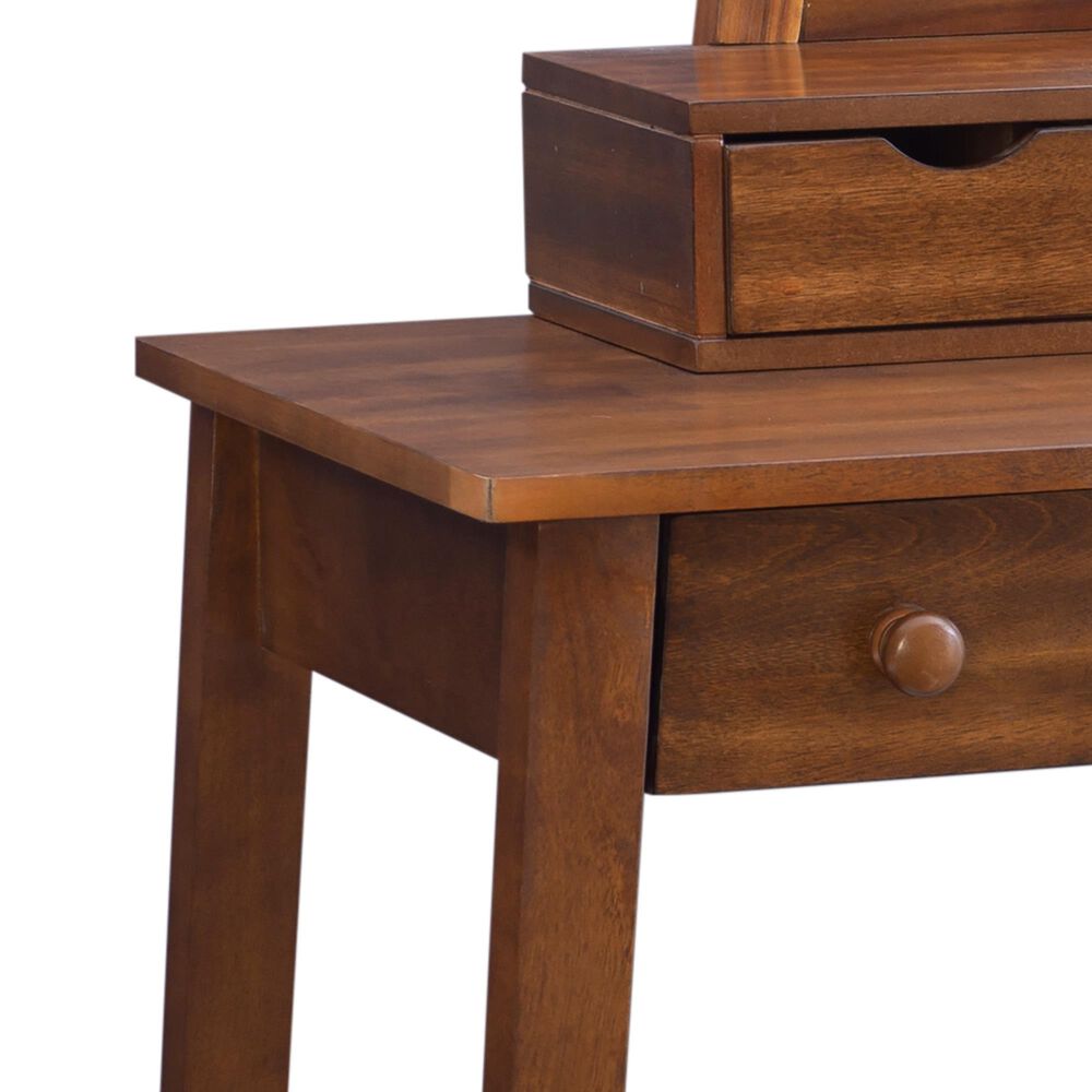 Linon Home Decor Lorna Vanity with Stool in Walnut, , large