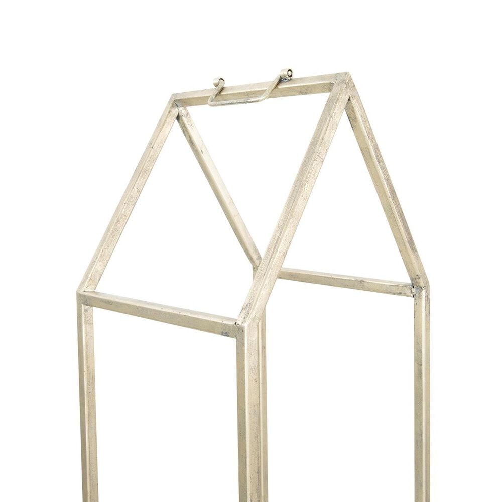 Creative Coop Metal House Shaped Fire Wood Holder with Handle in Nickel, , large