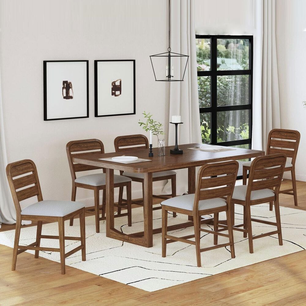 Mayberry Hill Glinda 7-Piece Counter Height Dining Set in Brown, , large