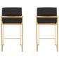 Lumisource Fuji High Back Counter Stool with Black Faux Leather Cushion in Gold (Set of 2), , large