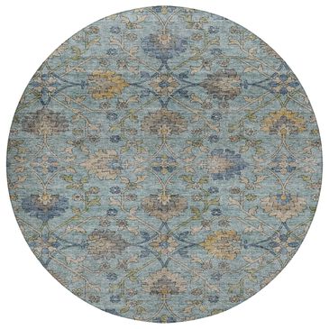 Dalyn Rug Company Silk Road Denim, Sky, Gray, Gold, Ivory and Fern 8" Round Area Rug, , large