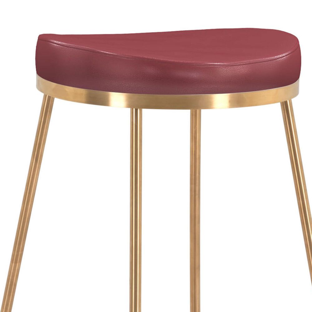 Zuo Modern Bree Counter Stool in Burgundy and Gold &#40;Set of 2&#41;, , large