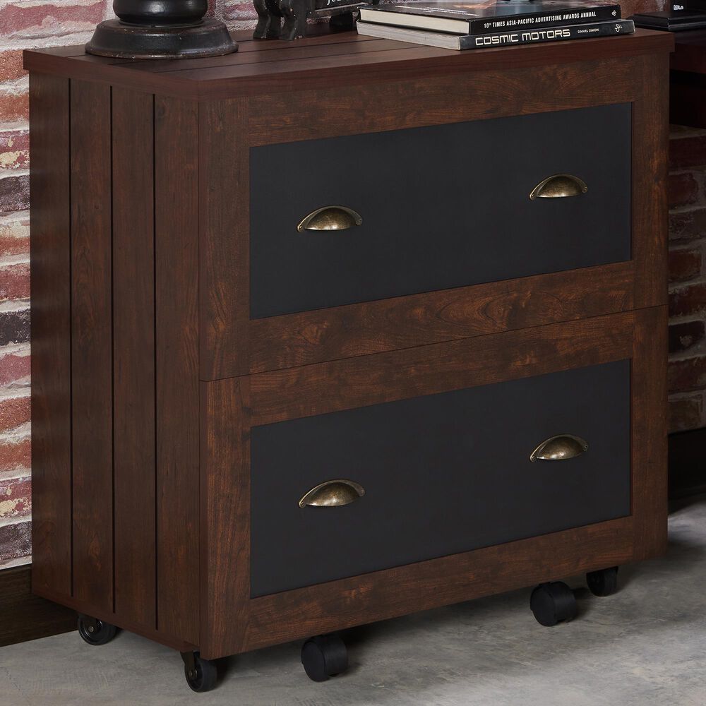 Furniture of America Phillips 2-Drawer File Cabinet in Vintage Walnut, , large