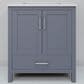 Lexora Home Jacques 30" Single Bathroom Vanity in Dark Grey with 2 cm White Quartz Top and Rectangular Sink, , large