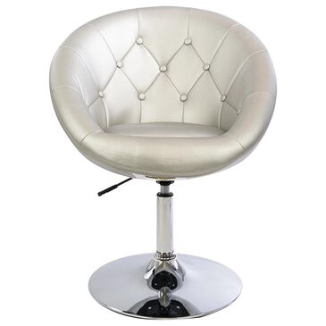 Impressions Vanity Antoinette Vanity Chair with Silver Shimmer Cushion in Stainless Steel, , large