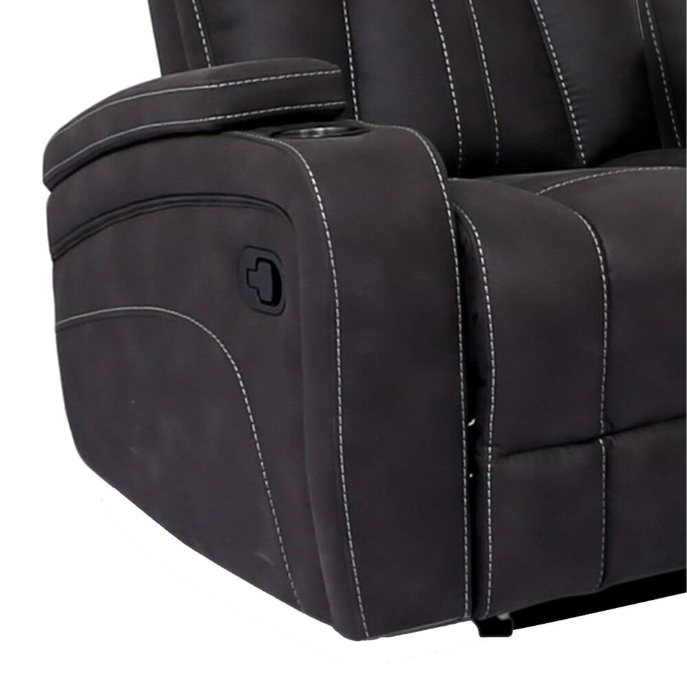 Furniture of America Snell Power Reclining Sofa with Power Headrest in Dark Gray, , large