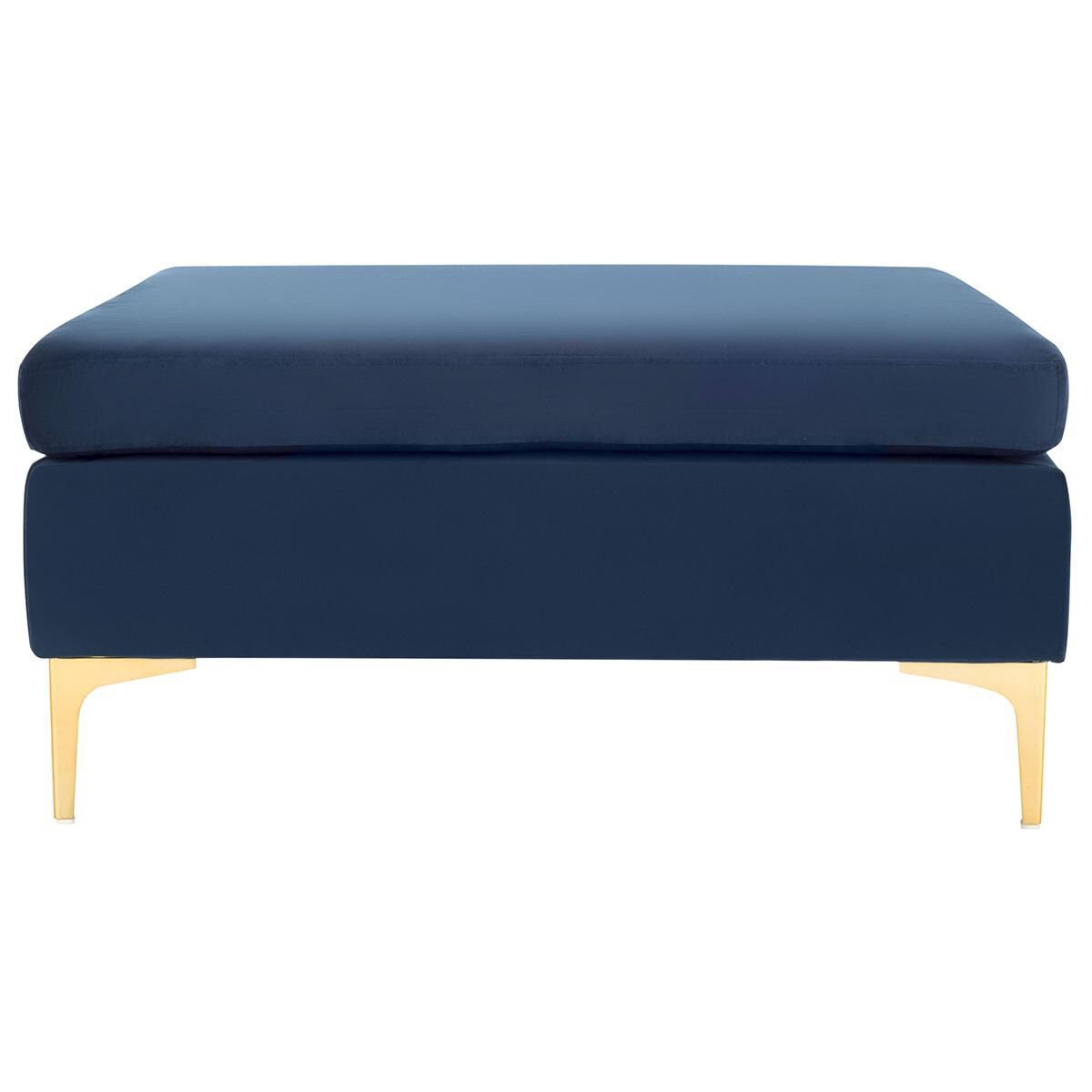 Safavieh Giovanna Square Ottoman in Navy Brass NFM