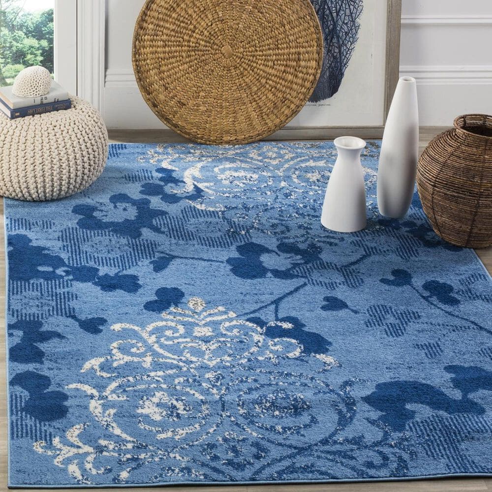 Safavieh Adirondack ADR114F-24 2&#39;6&quot; x 4&#39; Light Blue/Dark Blue Door Mat, , large