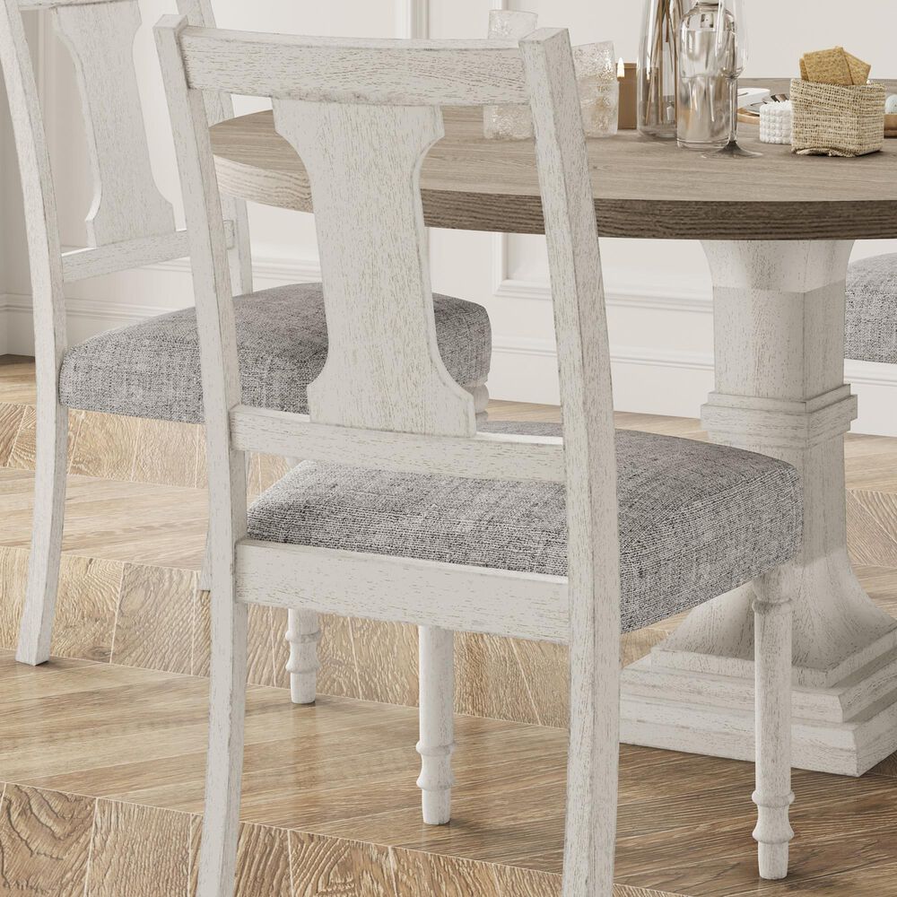 HOMLUX Side Chair with Gray Cushion in White (Set of 2), , large