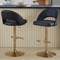 LumiSource Renee Adjustable Swivel Bar Stool with Black Faux Leather Upholstery in Gold (Set of 2), , large