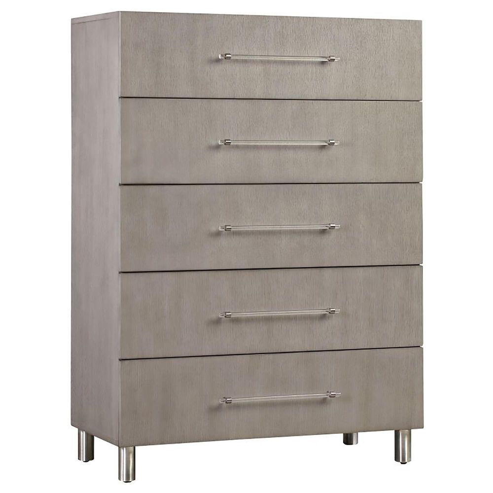 Urban Home Argento 5 Drawer Chest in Misty Grey and Stainless Steel, , large
