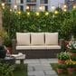 Hearth and Haven Outdoor Sofa with Black Wicker Frame in Beige, , large