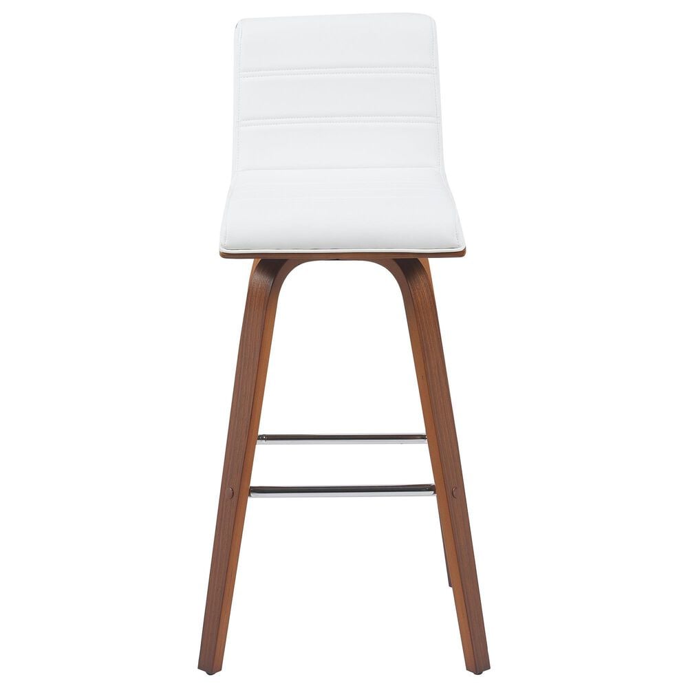 Armen Living Vienna Swivel Bar Height Stool with Snow White Upholstery in Walnut, , large