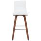 Armen Living Vienna Swivel Bar Height Stool with Snow White Upholstery in Walnut, , large