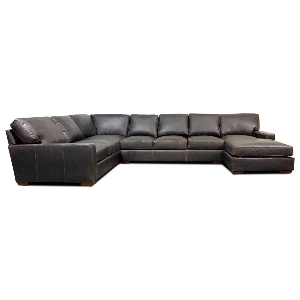 USA Premium Leather 4-Piece Leather Sectional in Java Ancient, , large