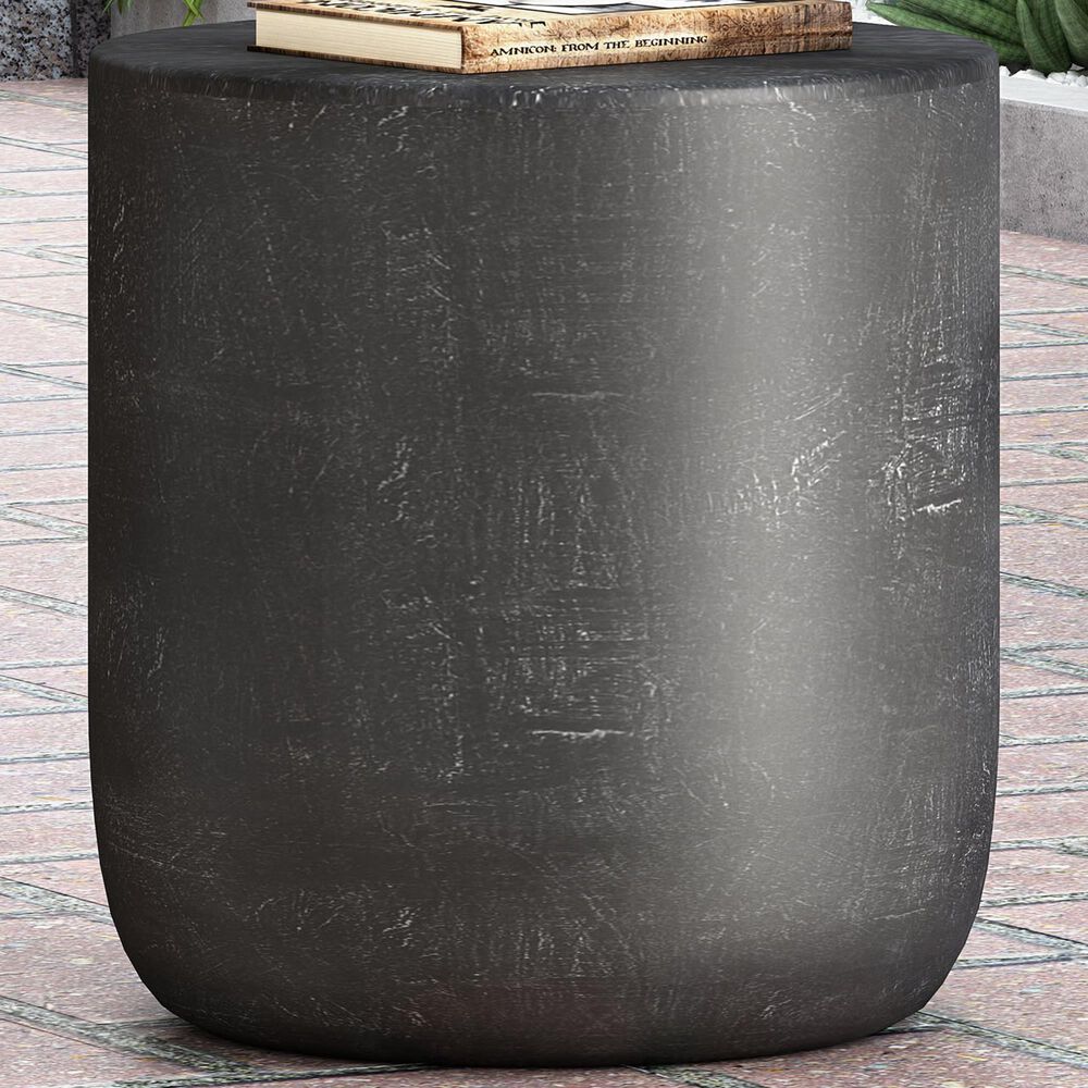 Hearth and Haven Round Patio Side Table in Matte Black, , large