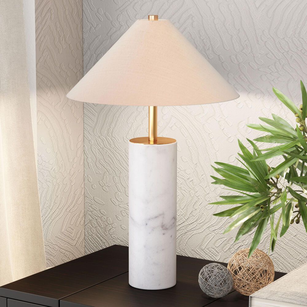 Zuo Modern Ciara Table Lamp in White Marble and Brass, , large