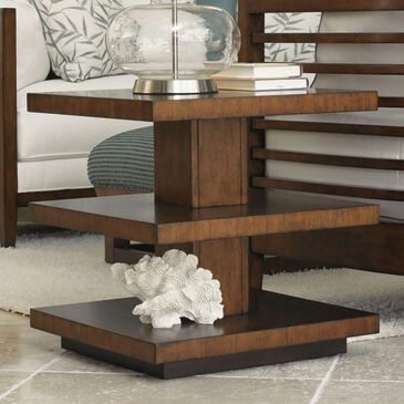 Tommy Bahama Home Ocean Club Lagoon Square Lamp Table in Bali Dark Walnut, , large