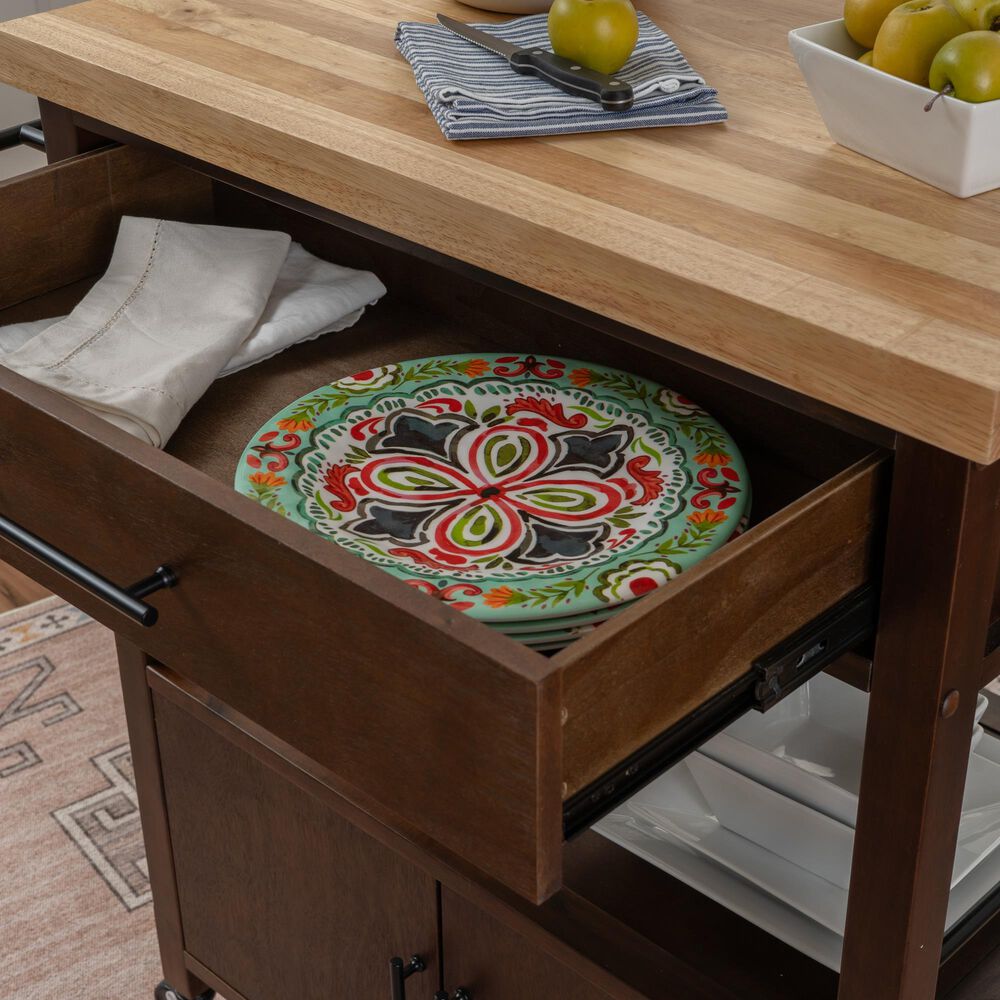 Linon Home Decor Lennix Kitchen Cart in Brown and Natural, , large