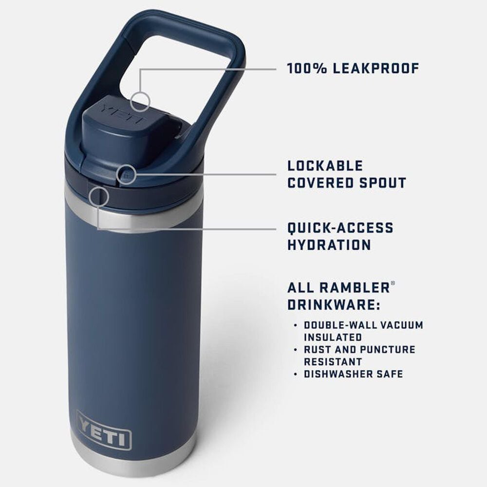 YETI Rambler 18 Oz Water Bottle with Flip Chug Cap in Navy, , large
