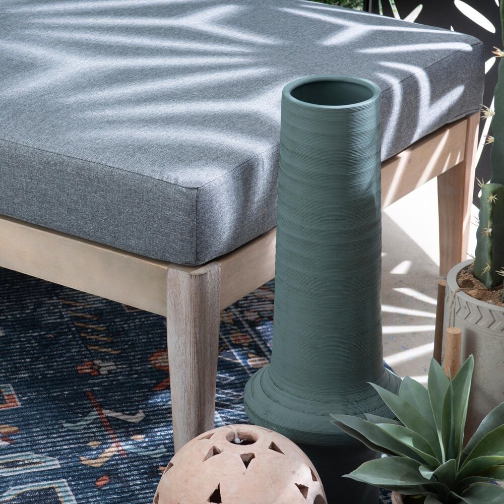 Linon Home Decor Summerlyn Patio Ottoman with Natural Frame in Grey, , large