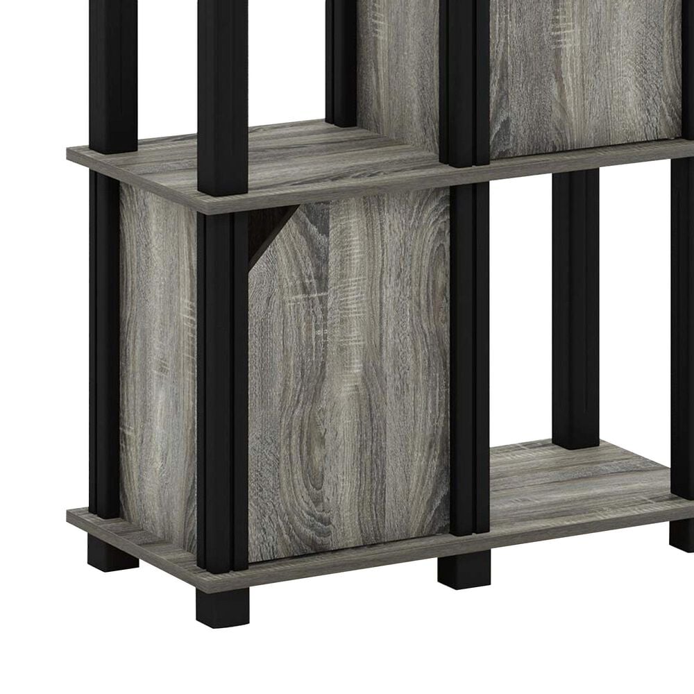 HOMLUX 4-Tier Storage Bookcase with Three Doors in French Oak and Black, , large