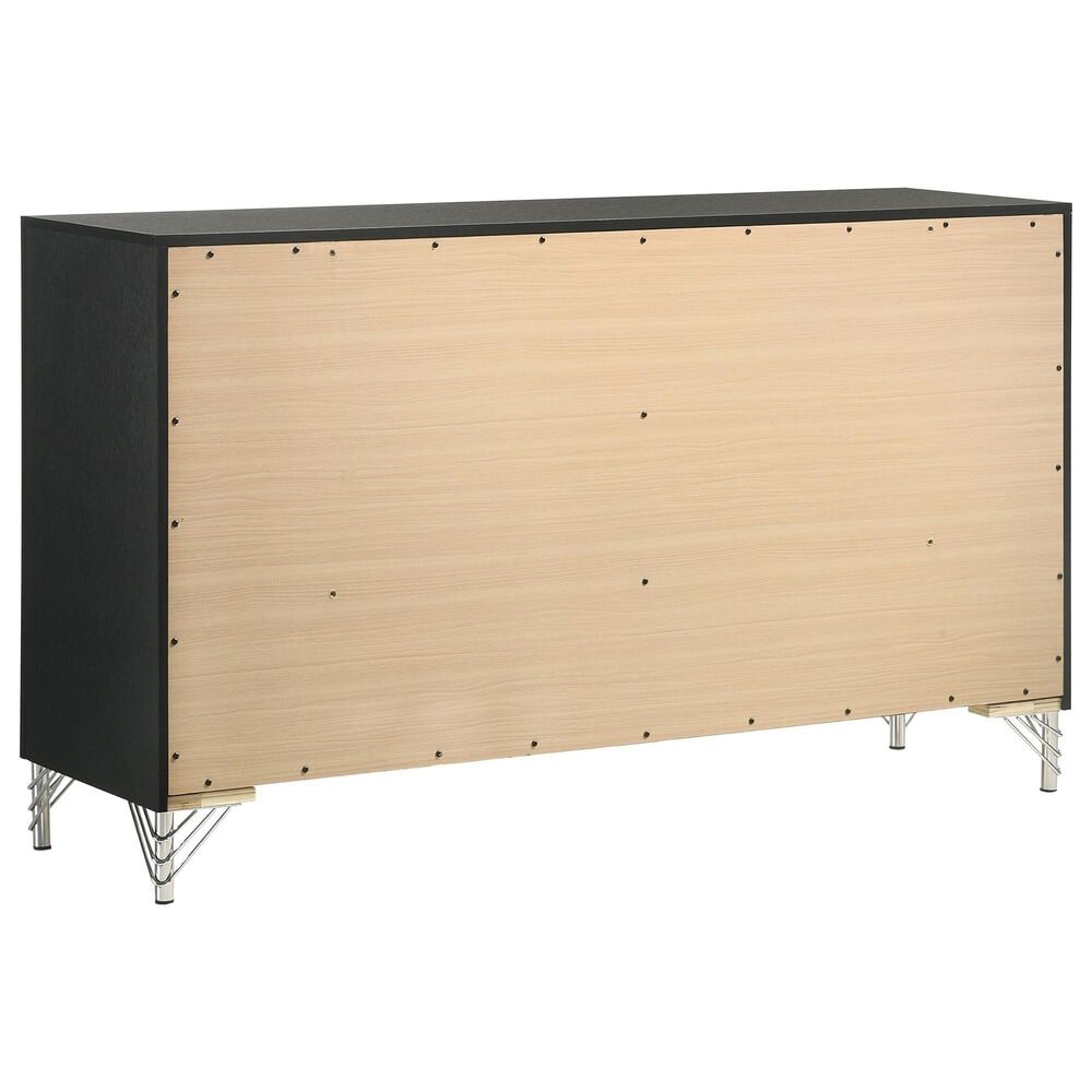 Coaster Lucia 6-Drawer Dresser and Mirror in Black and Chrome, , large