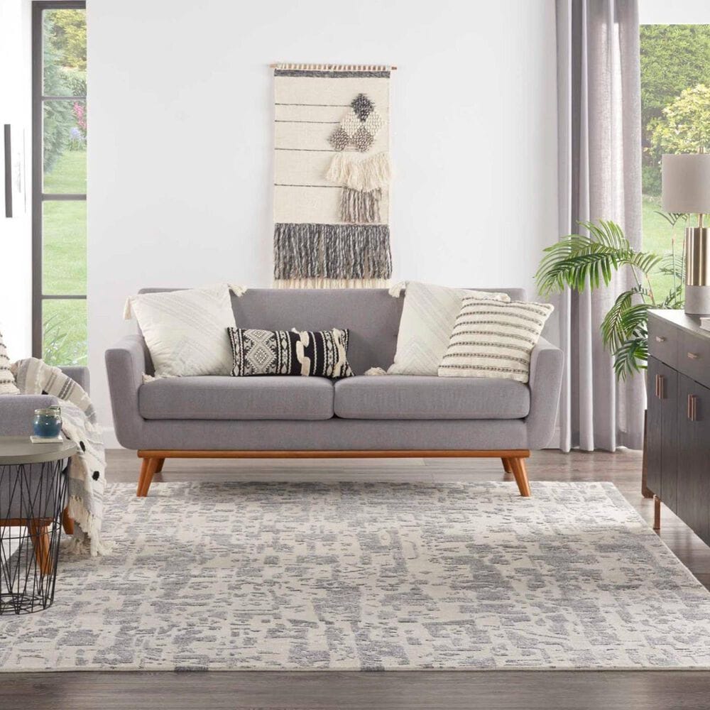 Nourison Silk Shadows 7&#39;9&quot; x 9&#39;9&quot; Ivory and Grey Area Rug, , large