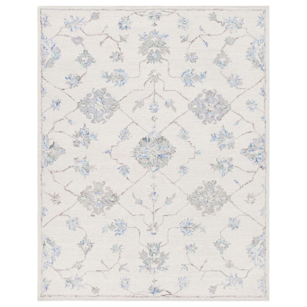 Safavieh Micro-Loop Oriental 9" x 12" Ivory and Grey Area Rug, , large