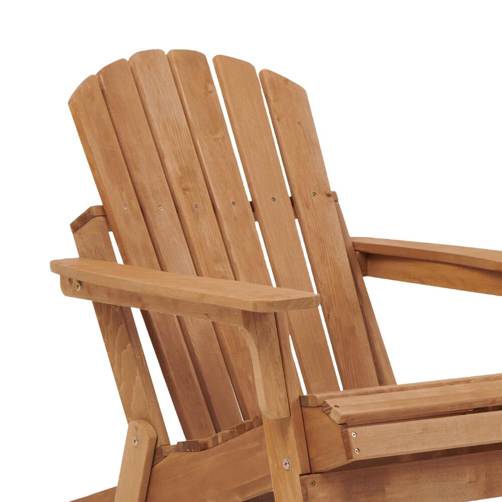 Hearth and Haven Outdoor Folding Adirondack Chair with Seat Board in Light Brown, , large