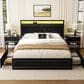 HOMLUX Full Upholstered Platform Storage Bed Frame in Black, , large