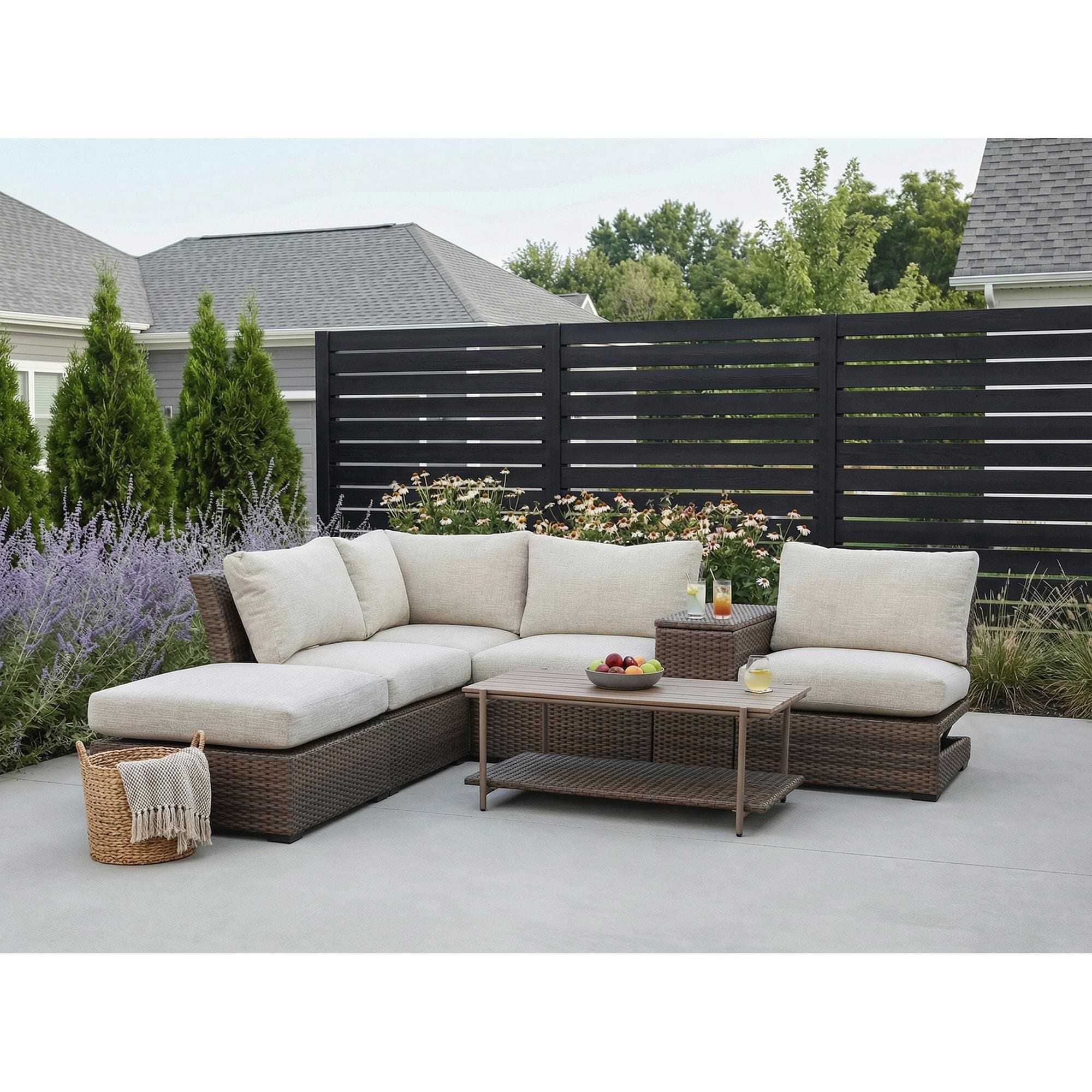 Summit Home Mendocino 6-Piece Patio Sectional in Brown