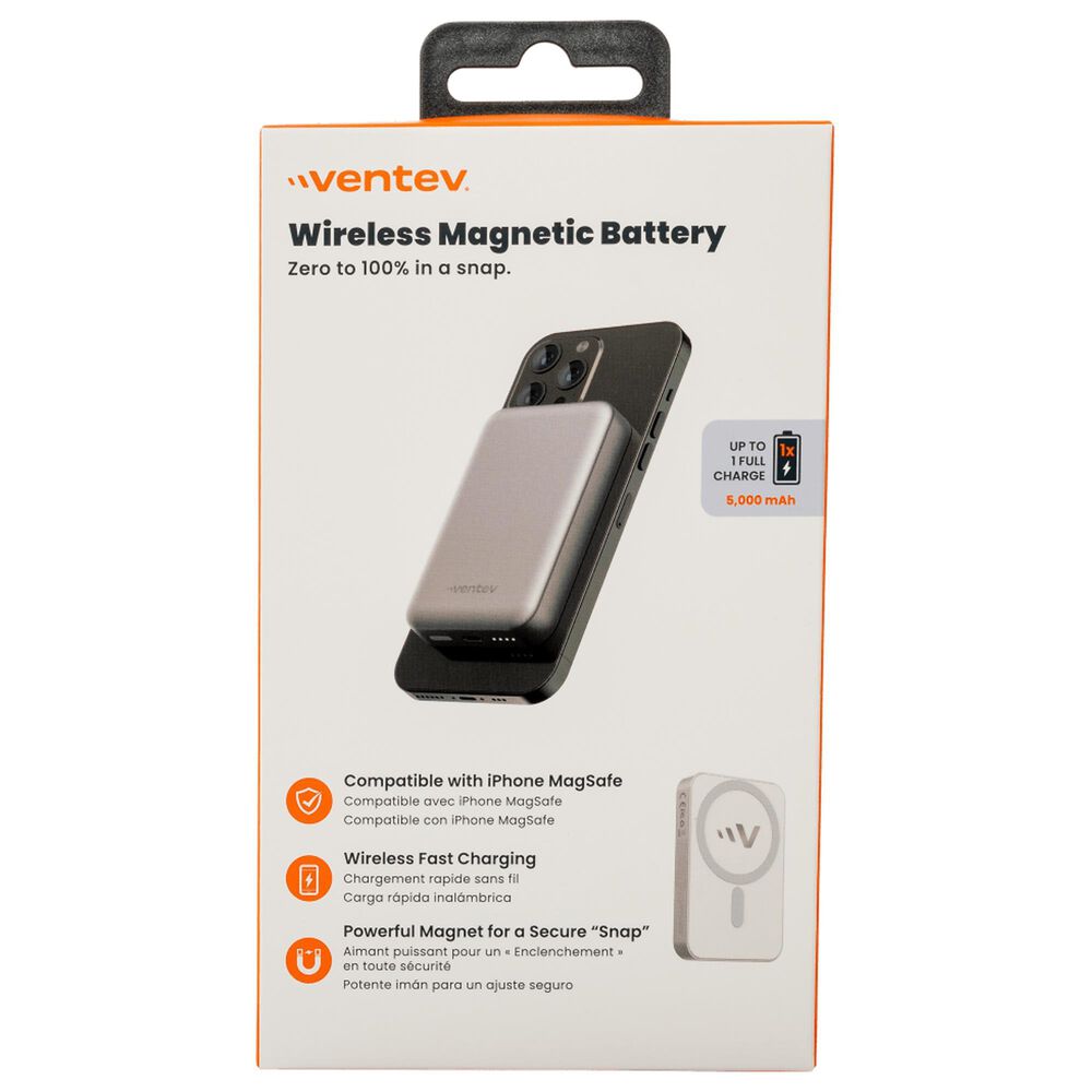 Ventev Portable Magnetic Battery 5,000 Mah - Gray, , large