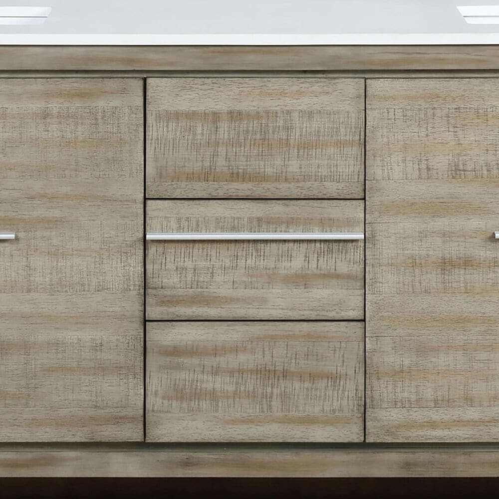 Lexora Home Lafarre 80&quot; Double Bathroom Vanity in Rustic Acacia with 2 cm White Quartz Top and Rectangular Sinks, , large