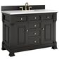 James Martin Vanities Brookfield 48" Single Bathroom Vanity in Black Onyx with 3 cm White Zeus Quartz Top and Rectangular Sink, , large