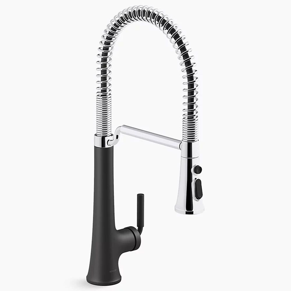 Kohler Tone Semi-Professional Pull-Down Kitchen Sink Faucet in Polished Chrome and Matte Black, , large