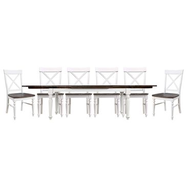 Golden Wave Furniture Mountain Retreat 7-Piece Rectangular Dining Set in Dark Mocha and Antique White, , large