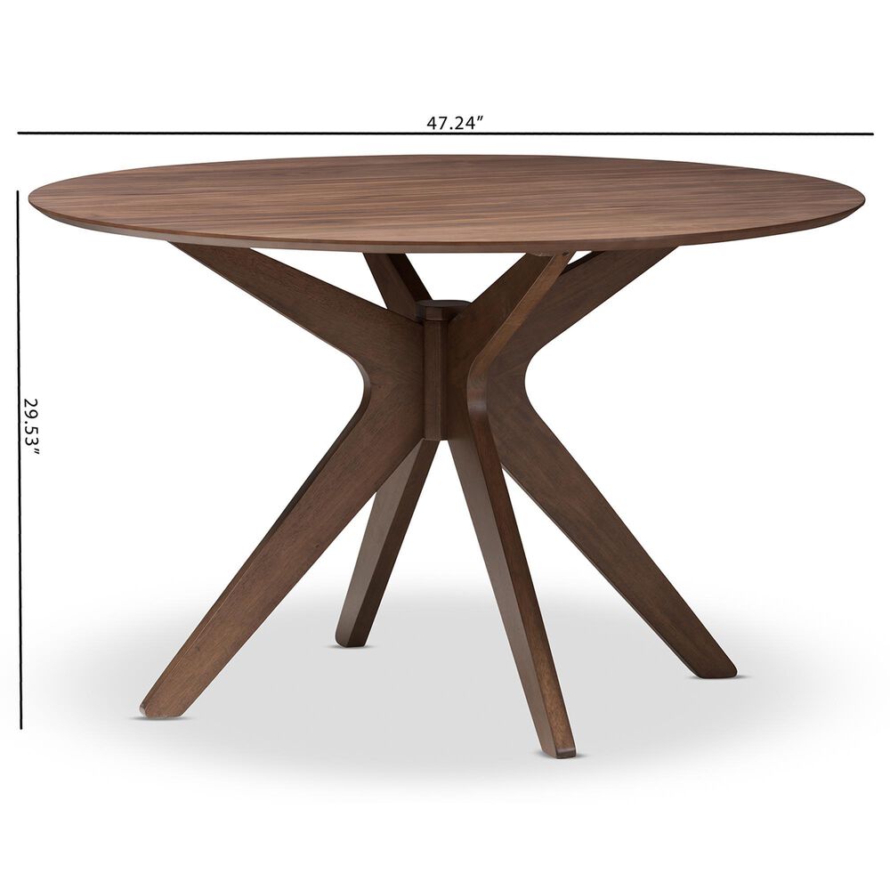 Baxton Studio Monte 47" Dining Table in Walnut Wood - Table Only, , large