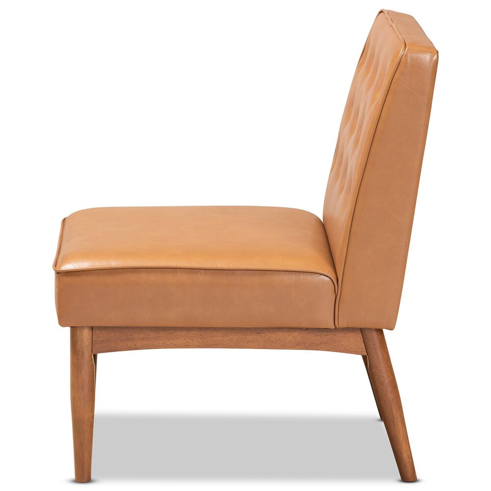 Baxton Studio Riordan Side Chair with Tan Cushion in Walnut Brown, , large