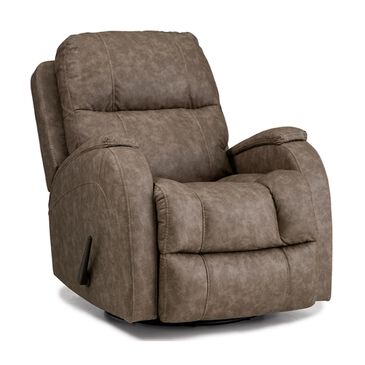 HomeStretch Zena Manual Swivel Glider Recliner in Taupe, , large