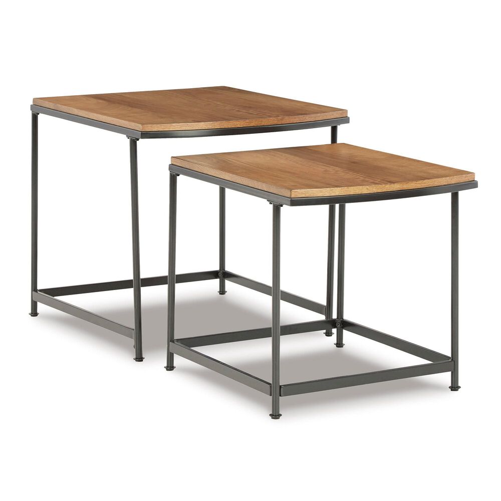 Ashley Drezmoore Nesting End Tables in Light Brown and Black  (Set of 2), , large