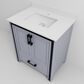 Lexora Home Ziva 30" Single Bathroom Vanity in Dark Grey with 2 cm White Cultured Marble Top and Rectangular Sink, , large