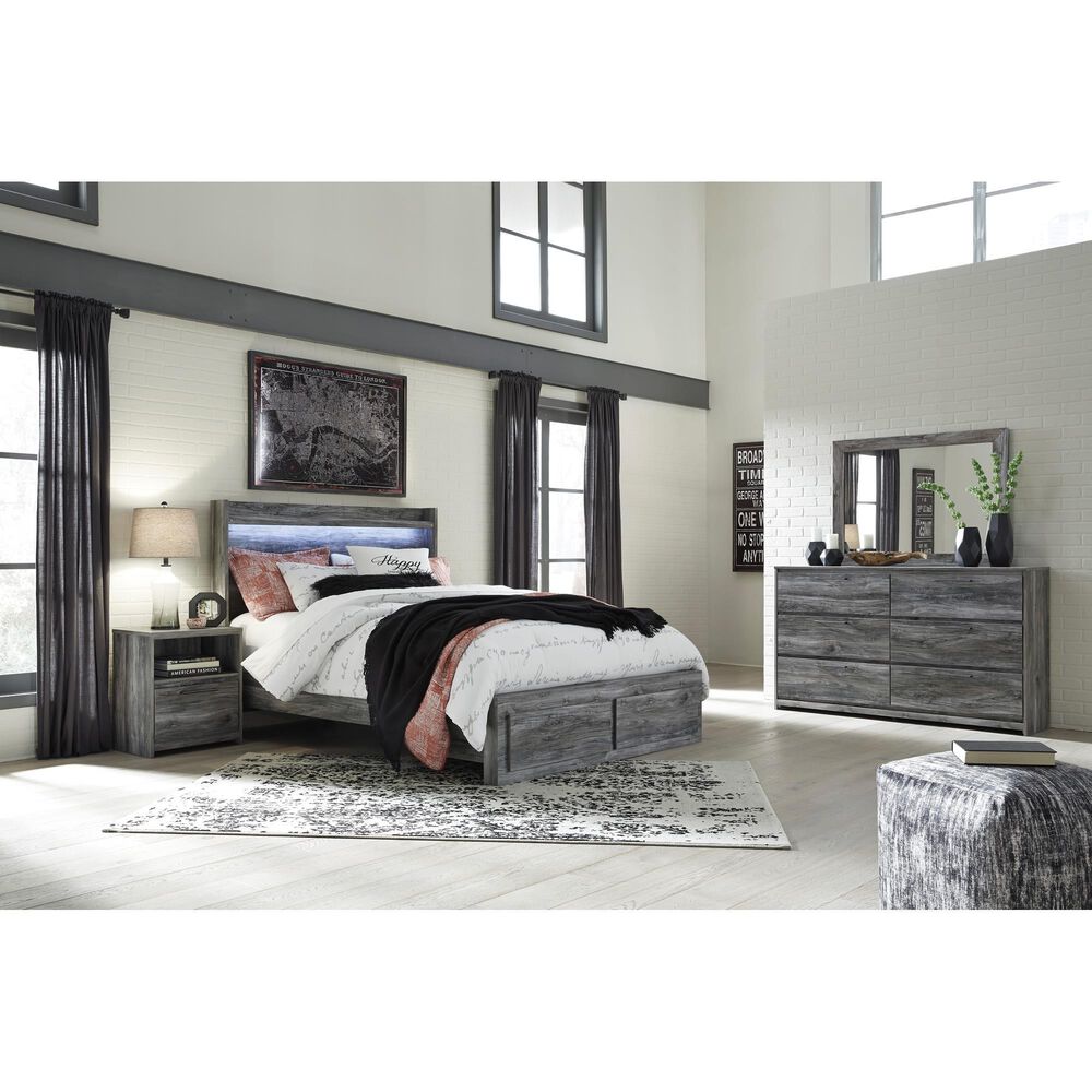 Ashley Baystorm 6 Drawer Dresser and Wide Frame Mirror in Gray, , large