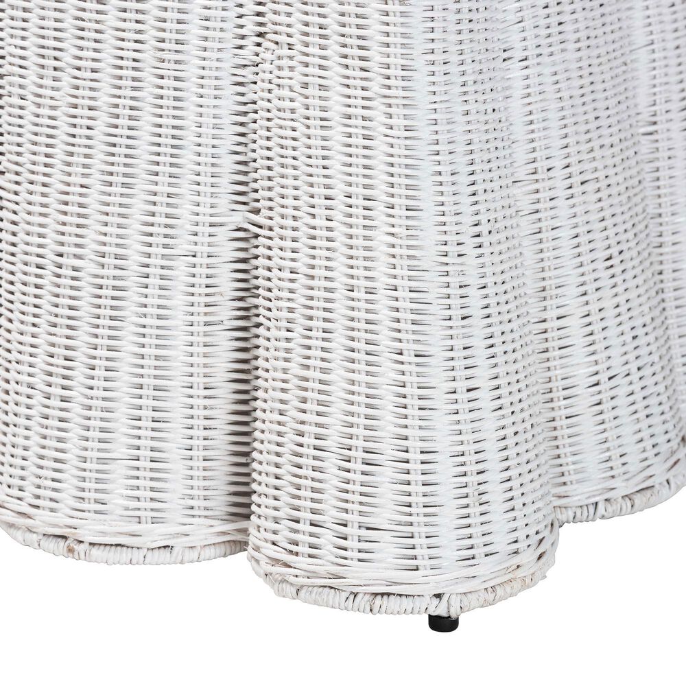 Baxton Studio Palm 27" Square Ottoman in White, , large