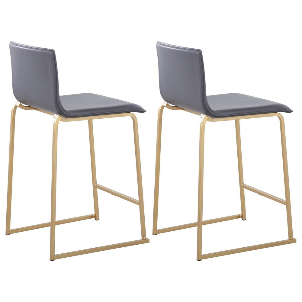 Lumisource Mara Counter Stool with Grey Cushion in Gold &#40;Set of 2&#41;, , large