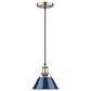 Golden Lighting Orwell 1-Light Small Pendant with Matte Navy Shade in Aged Brass, , large