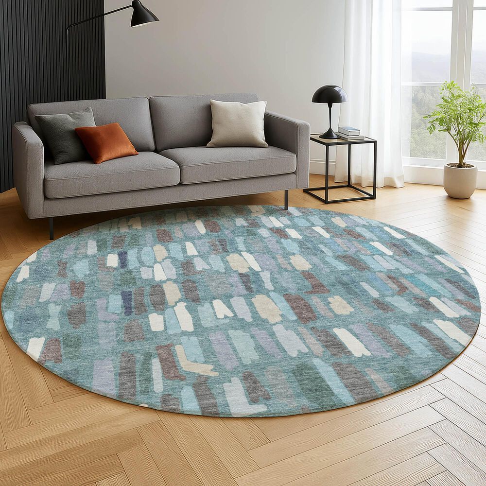 Dalyn Rug Company Kenner KN5 Teal 8' Round Area Rug, , large
